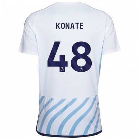 Kandiny Kinder Ateef Konaté #48 Weiß Blau Auswärtstrikot Trikot 2023/24 T-Shirt