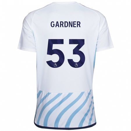 Kandiny Kinder Joe Gardner #53 Weiß Blau Auswärtstrikot Trikot 2023/24 T-Shirt