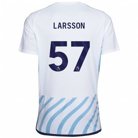 Kandiny Kinder Julian Larsson #57 Weiß Blau Auswärtstrikot Trikot 2023/24 T-Shirt