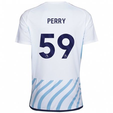 Kandiny Kinder Ben Perry #59 Weiß Blau Auswärtstrikot Trikot 2023/24 T-Shirt