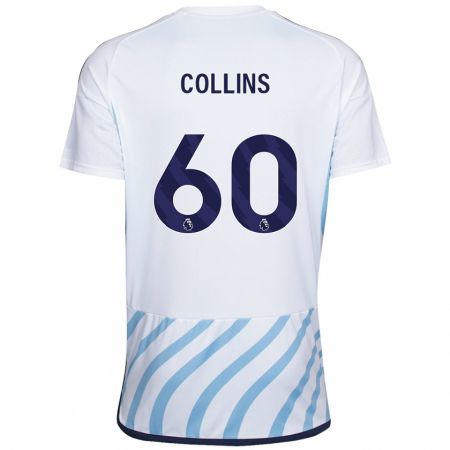 Kandiny Kinder Sam Collins #60 Weiß Blau Auswärtstrikot Trikot 2023/24 T-Shirt