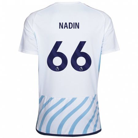Kandiny Kinder Jack Nadin #66 Weiß Blau Auswärtstrikot Trikot 2023/24 T-Shirt