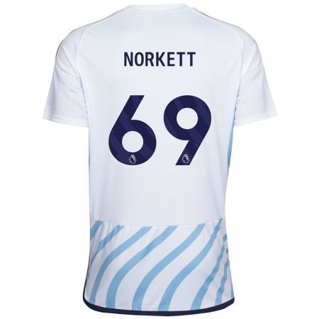 Kandiny Kinder Manni Norkett #69 Weiß Blau Auswärtstrikot Trikot 2023/24 T-Shirt