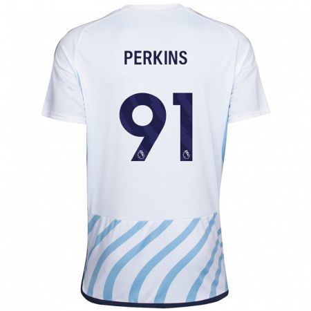 Kandiny Kinder Jack Perkins #91 Weiß Blau Auswärtstrikot Trikot 2023/24 T-Shirt
