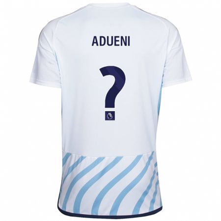 Kandiny Kinder Kevin Adueni #0 Weiß Blau Auswärtstrikot Trikot 2023/24 T-Shirt