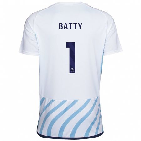 Kandiny Kinder Emily Batty #1 Weiß Blau Auswärtstrikot Trikot 2023/24 T-Shirt
