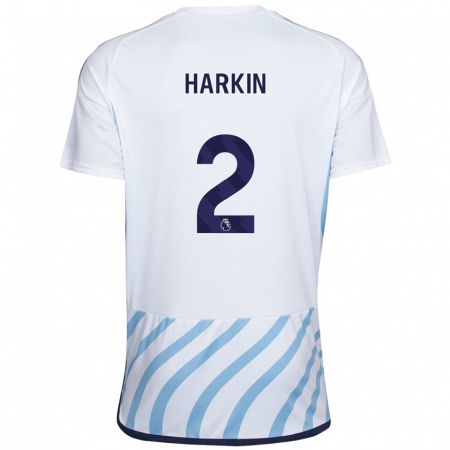 Kandiny Kinder Lyndsey Harkin #2 Weiß Blau Auswärtstrikot Trikot 2023/24 T-Shirt