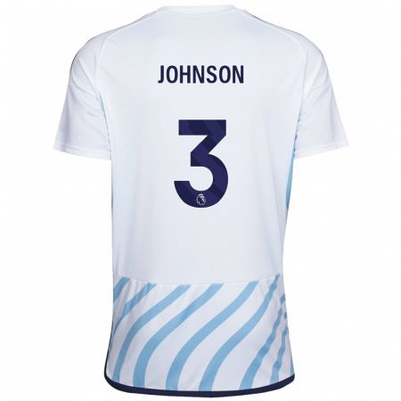 Kandiny Kinder Nat Johnson #3 Weiß Blau Auswärtstrikot Trikot 2023/24 T-Shirt