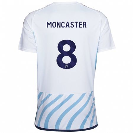 Kandiny Kinder Mai Moncaster #8 Weiß Blau Auswärtstrikot Trikot 2023/24 T-Shirt