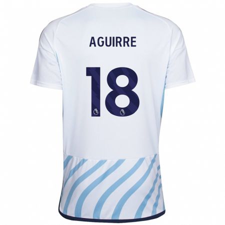 Kandiny Kinder Aja Aguirre #18 Weiß Blau Auswärtstrikot Trikot 2023/24 T-Shirt