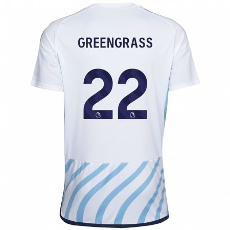 Kandiny Kinder Charlotte Greengrass #22 Weiß Blau Auswärtstrikot Trikot 2023/24 T-Shirt