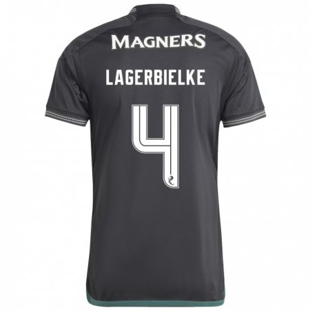 Kandiny Kinder Gustaf Lagerbielke #4 Schwarz Auswärtstrikot Trikot 2023/24 T-Shirt