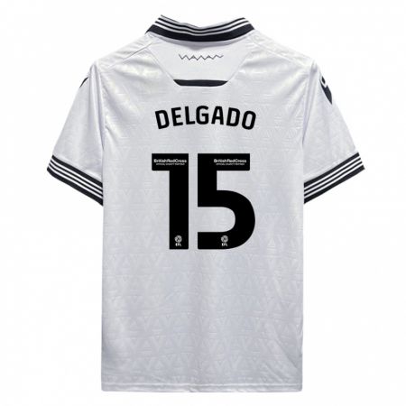 Kandiny Kinder Juan Delgado #15 Weiß Auswärtstrikot Trikot 2023/24 T-Shirt