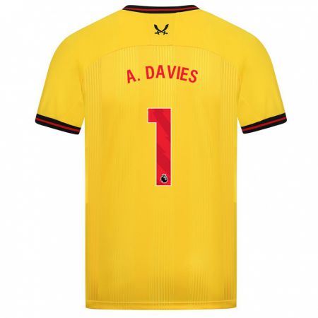 Kandiny Kinder Adam Davies #1 Gelb Auswärtstrikot Trikot 2023/24 T-Shirt