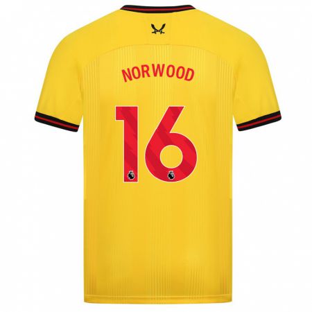 Kandiny Kinder Oliver Norwood #16 Gelb Auswärtstrikot Trikot 2023/24 T-Shirt