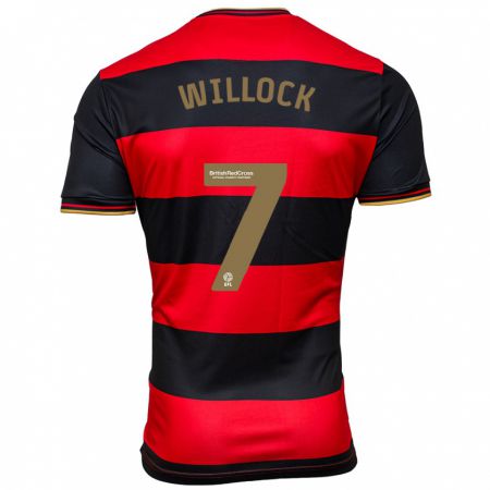 Kandiny Kinder Chris Willock #7 Schwarz Rot Auswärtstrikot Trikot 2023/24 T-Shirt