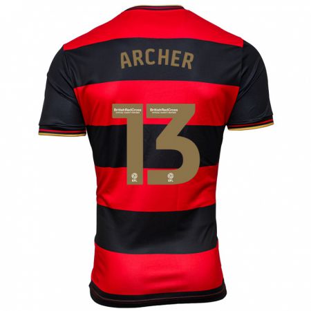 Kandiny Kinder Jordan Archer #13 Schwarz Rot Auswärtstrikot Trikot 2023/24 T-Shirt