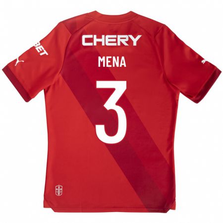 Kandiny Kinder Eugenio Mena #3 Rot Auswärtstrikot Trikot 2023/24 T-Shirt