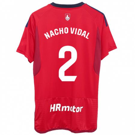 Kandiny Herren Nacho Vidal #2 Rot Heimtrikot Trikot 2023/24 T-Shirt
