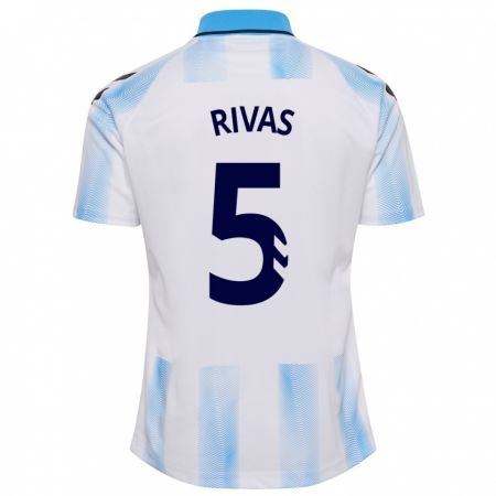 Kandiny Herren Juande Rivas #5 Weiß Blau Heimtrikot Trikot 2023/24 T-Shirt