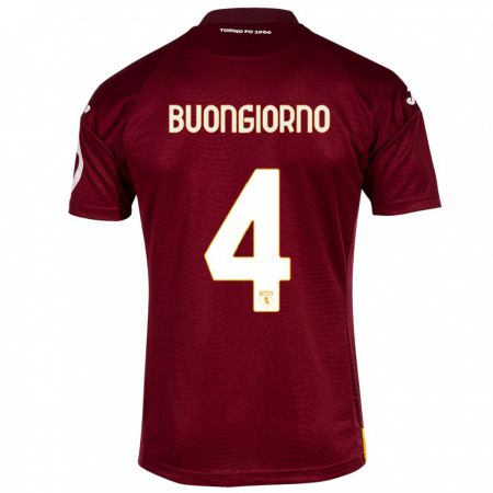Kandiny Herren Alessandro Buongiorno #4 Dunkelrot Heimtrikot Trikot 2023/24 T-Shirt
