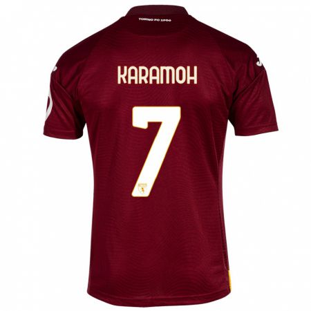 Kandiny Herren Yann Karamoh #7 Dunkelrot Heimtrikot Trikot 2023/24 T-Shirt