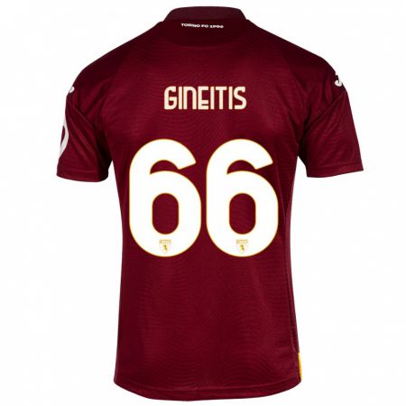 Kandiny Herren Gvidas Gineitis #66 Dunkelrot Heimtrikot Trikot 2023/24 T-Shirt