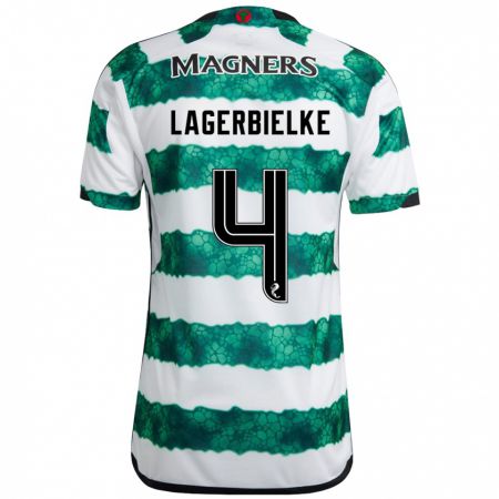 Kandiny Herren Gustaf Lagerbielke #4 Grün Heimtrikot Trikot 2023/24 T-Shirt
