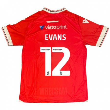 Kandiny Herren George Evans #12 Rot Heimtrikot Trikot 2023/24 T-Shirt