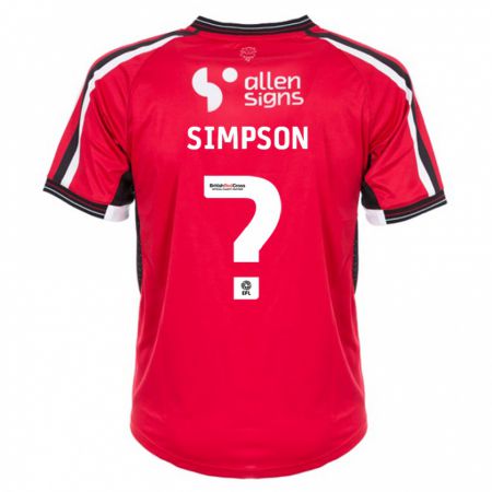 Kandiny Herren John Simpson #0 Rot Heimtrikot Trikot 2023/24 T-Shirt