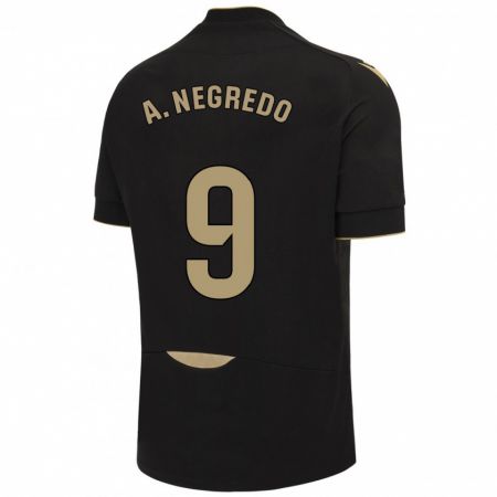 Kandiny Herren Álvaro Negredo #9 Schwarz Auswärtstrikot Trikot 2023/24 T-Shirt