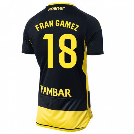 Kandiny Herren Fran Gámez #18 Schwarz Gelb Auswärtstrikot Trikot 2023/24 T-Shirt