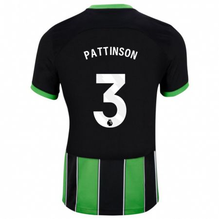Kandiny Herren Poppy Pattinson #3 Schwarz Grün Auswärtstrikot Trikot 2023/24 T-Shirt