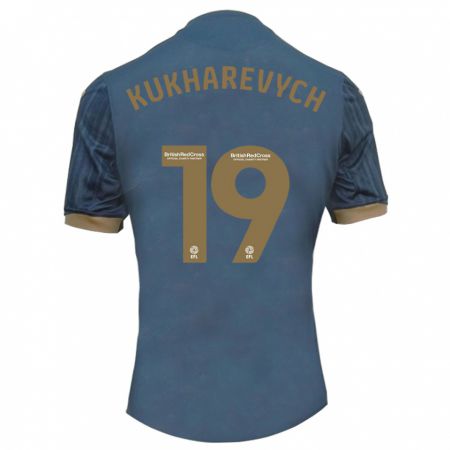 Kandiny Herren Mykola Kukharevych #19 Dunkles Blaugrün Auswärtstrikot Trikot 2023/24 T-Shirt