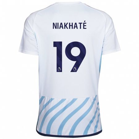 Kandiny Herren Moussa Niakhaté #19 Weiß Blau Auswärtstrikot Trikot 2023/24 T-Shirt