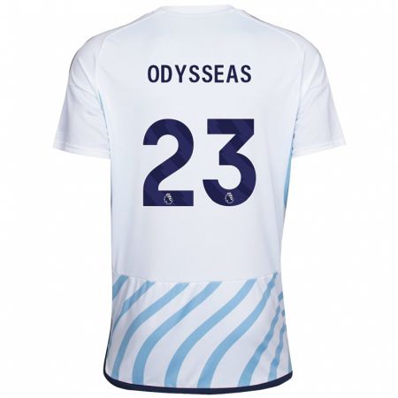 Kandiny Herren Odysseas Vlachodimos #23 Weiß Blau Auswärtstrikot Trikot 2023/24 T-Shirt