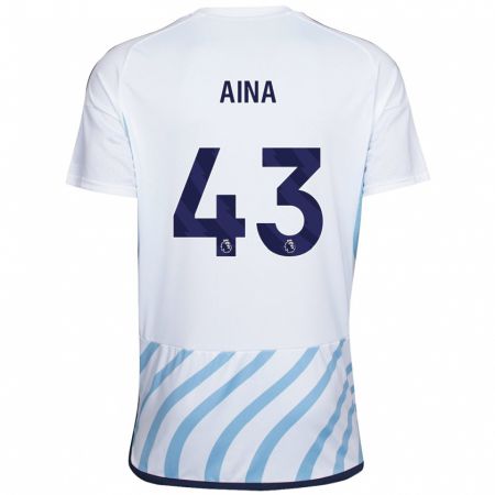 Kandiny Herren Ola Aina #43 Weiß Blau Auswärtstrikot Trikot 2023/24 T-Shirt