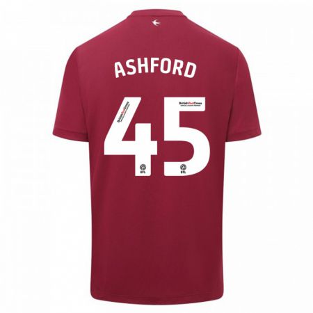 Kandiny Herren Cian Ashford #45 Rot Auswärtstrikot Trikot 2023/24 T-Shirt
