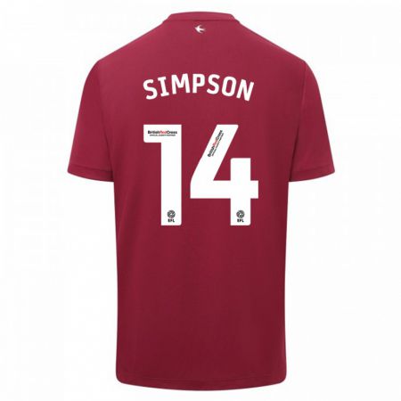 Kandiny Herren Jasmine Simpson #14 Rot Auswärtstrikot Trikot 2023/24 T-Shirt