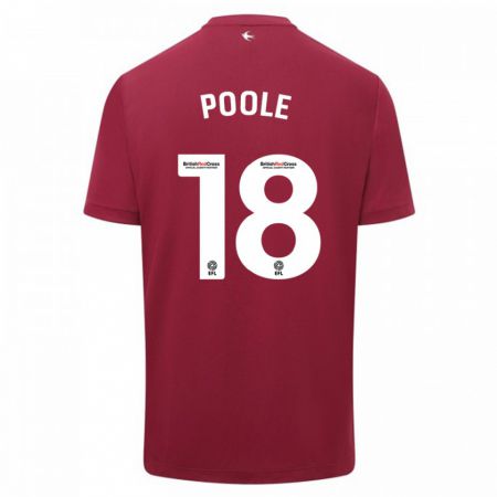 Kandiny Herren Phoebie Poole #18 Rot Auswärtstrikot Trikot 2023/24 T-Shirt