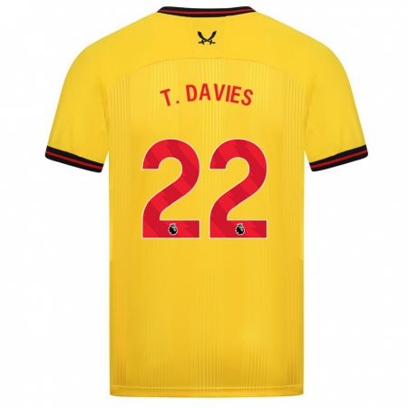 Kandiny Herren Tom Davies #22 Gelb Auswärtstrikot Trikot 2023/24 T-Shirt