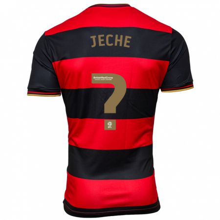 Kandiny Herren Nathan Jeche #0 Schwarz Rot Auswärtstrikot Trikot 2023/24 T-Shirt
