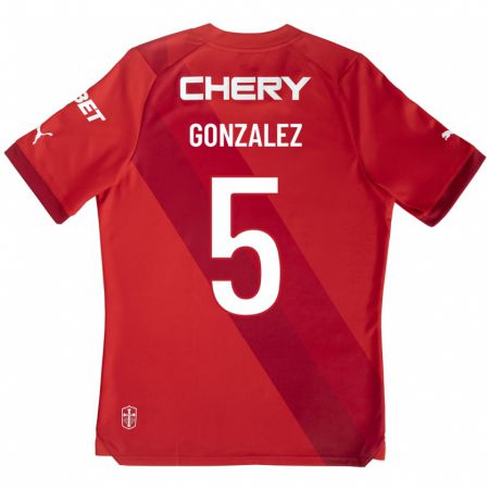 Kandiny Herren Daniel González #5 Rot Auswärtstrikot Trikot 2023/24 T-Shirt