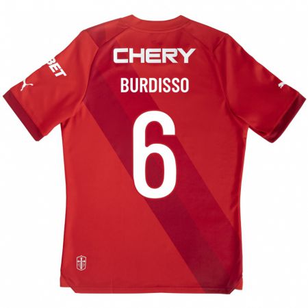 Kandiny Herren Guillermo Burdisso #6 Rot Auswärtstrikot Trikot 2023/24 T-Shirt