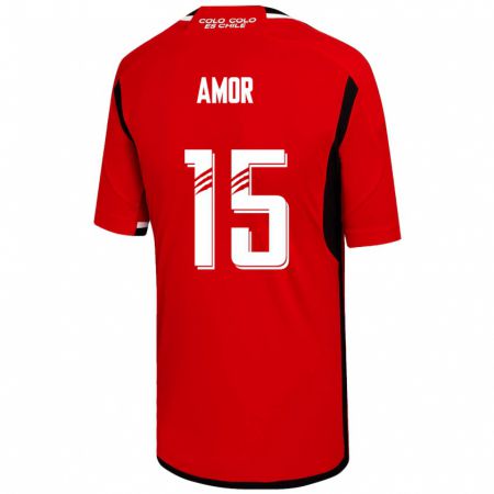 Kandiny Herren Emiliano Amor #15 Rot Auswärtstrikot Trikot 2023/24 T-Shirt
