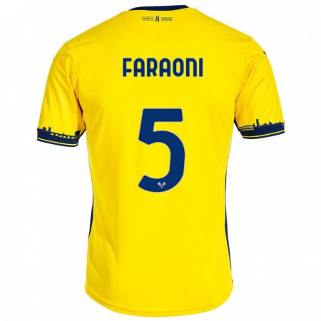 Kandiny Damen Davide Faraoni #5 Gelb Auswärtstrikot Trikot 2023/24 T-Shirt