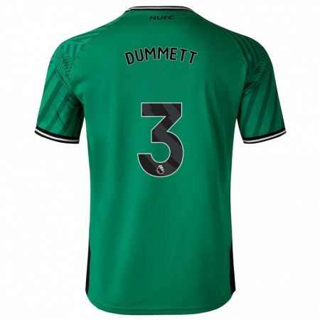 Kandiny Damen Paul Dummett #3 Grün Auswärtstrikot Trikot 2023/24 T-Shirt
