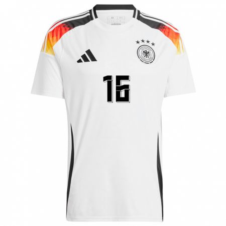 Kandiny Kinder Deutschland Lukas Klostermann #16 Weiß Heimtrikot Trikot 24-26 T-Shirt