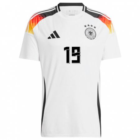Kandiny Kinder Deutschland Leroy Sane #19 Weiß Heimtrikot Trikot 24-26 T-Shirt