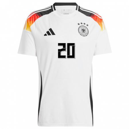 Kandiny Kinder Deutschland Karim Adeyemi #20 Weiß Heimtrikot Trikot 24-26 T-Shirt